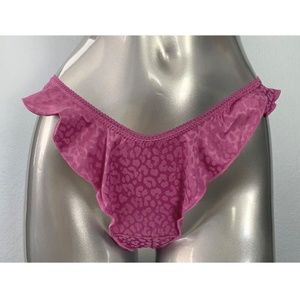 Victorias Secret Nwt VS French Cut Rosita Pink Satin Sexy Ruffle Thong Panty